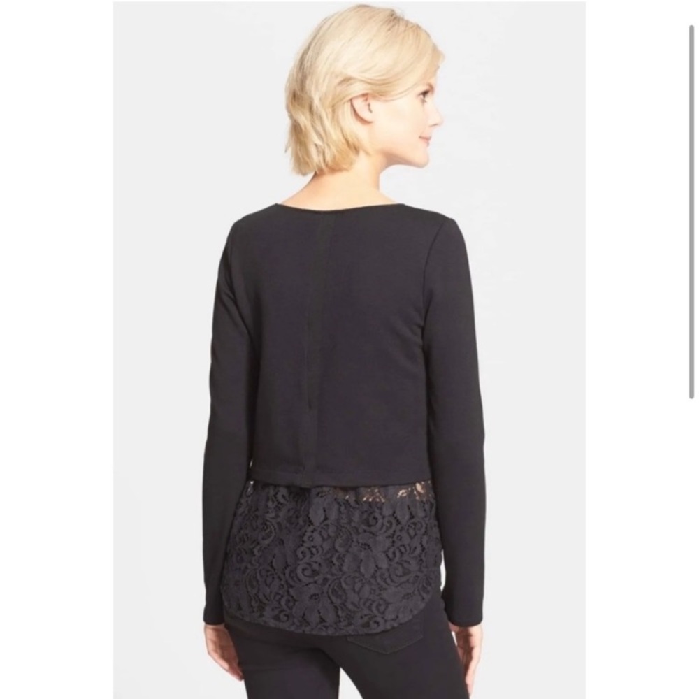 Theory Black Lace Long Sleeve Shirt- Size Small - Picture 4 of 11